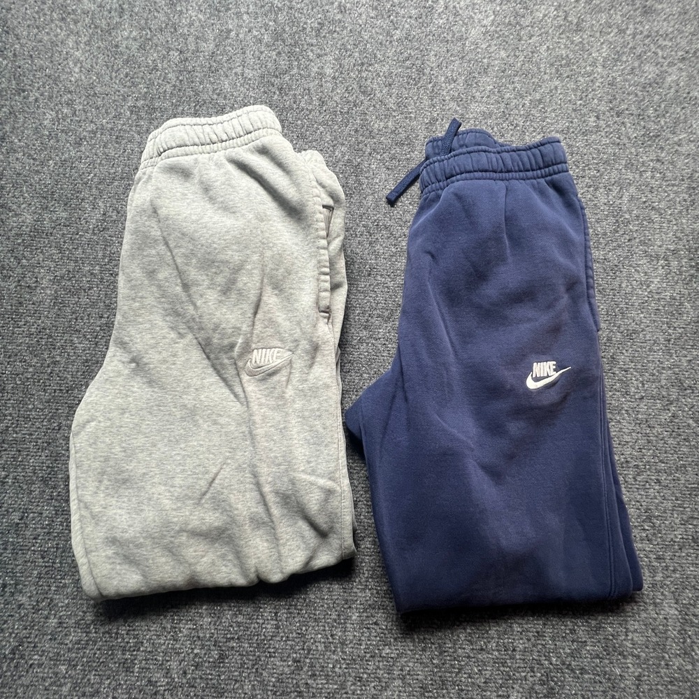 Lot of 2 Nike Sportswear Club Fleece Jogger Sweatpants Mens Small Navy Grey